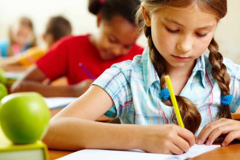 Students studying in class